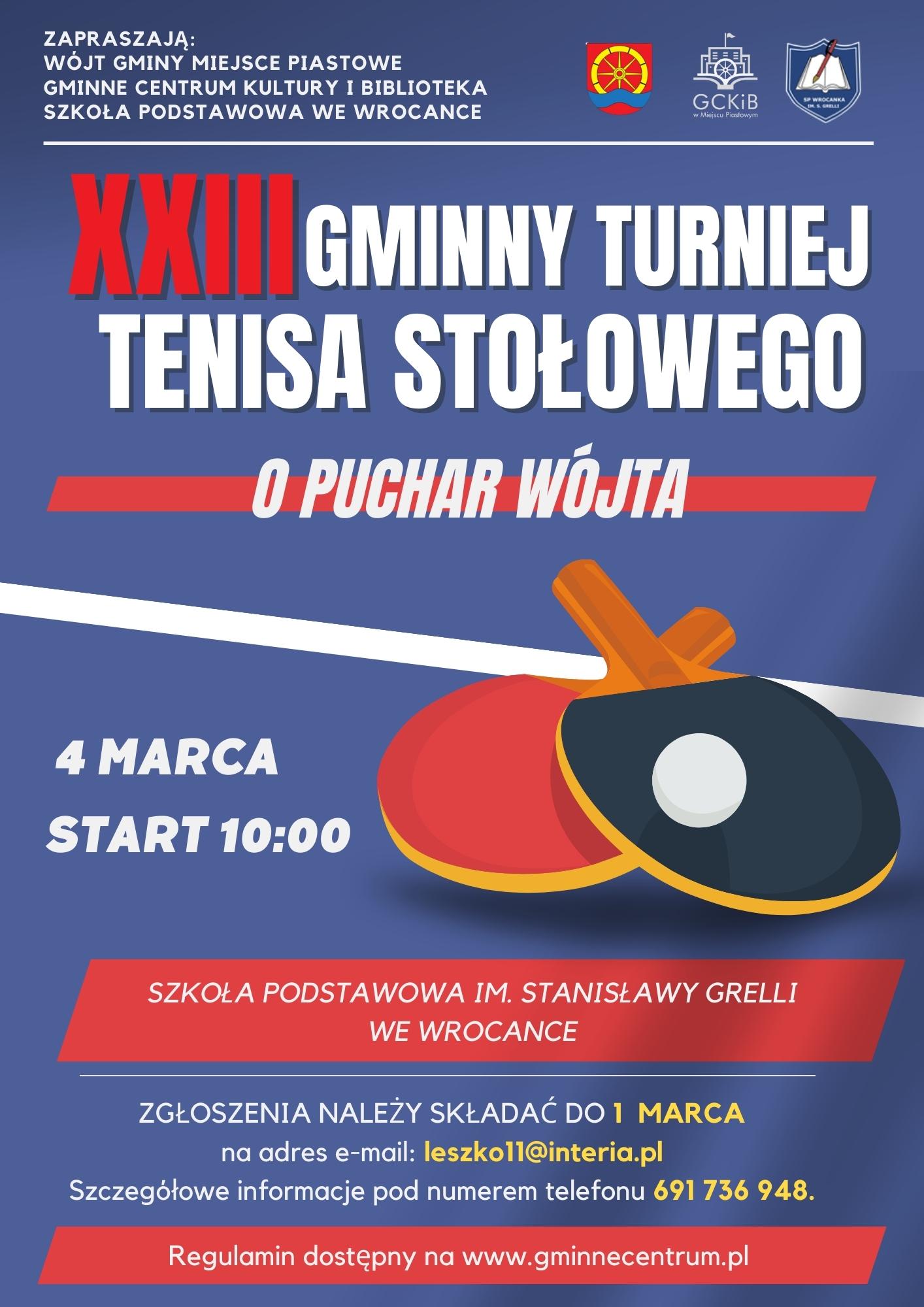 Read more about the article XXIII Turniej Tenisa Stołowego o Puchar Wójta