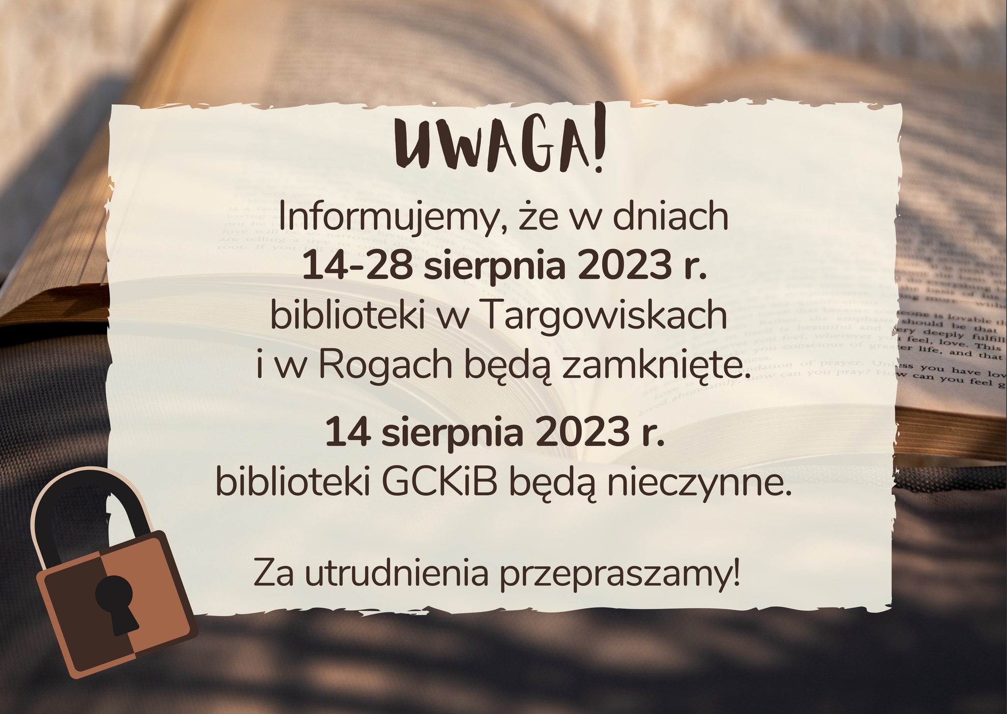 Read more about the article Przerwa w pracy bibliotek