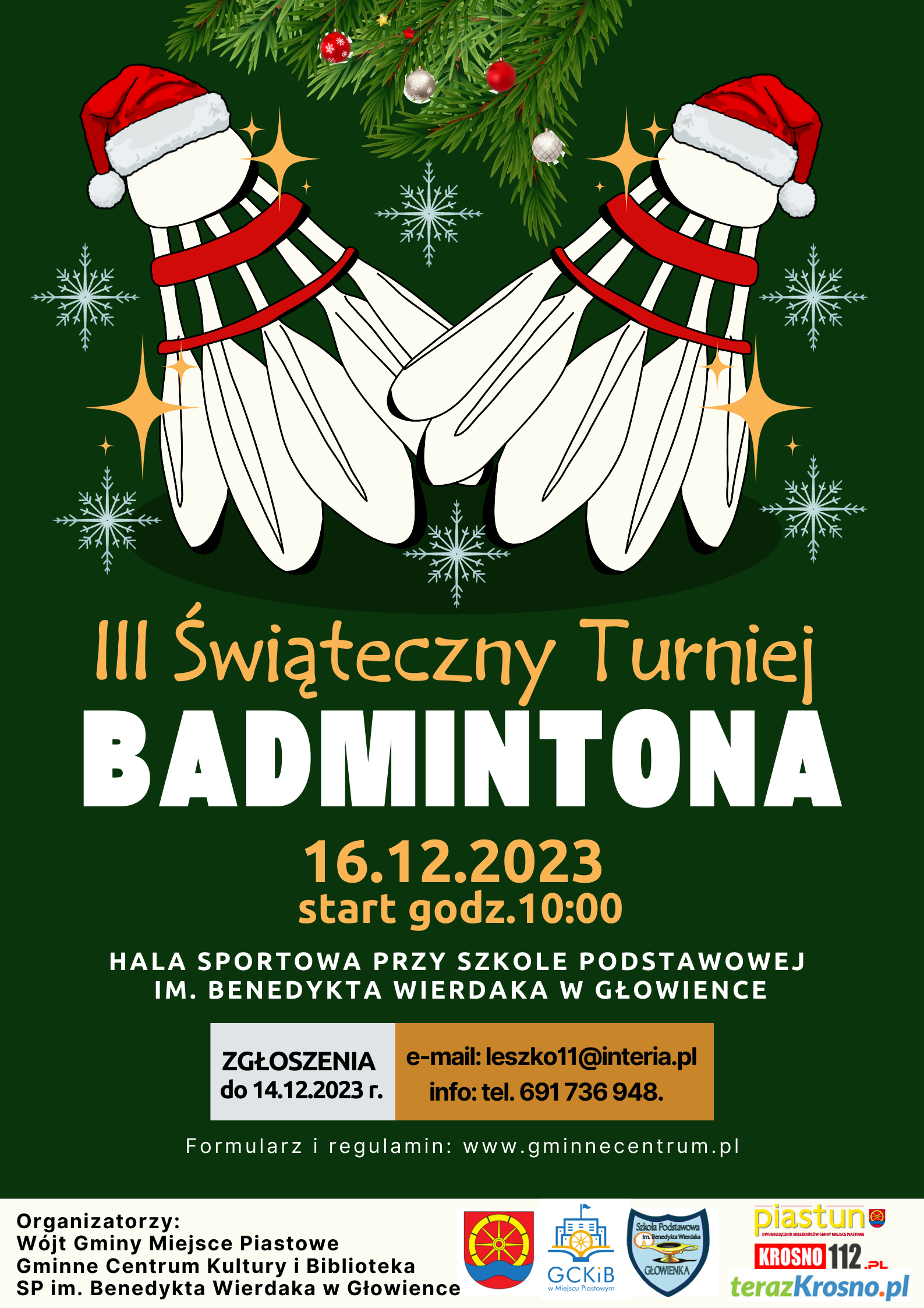 You are currently viewing Zapraszamy na świąteczny turniej badmintona